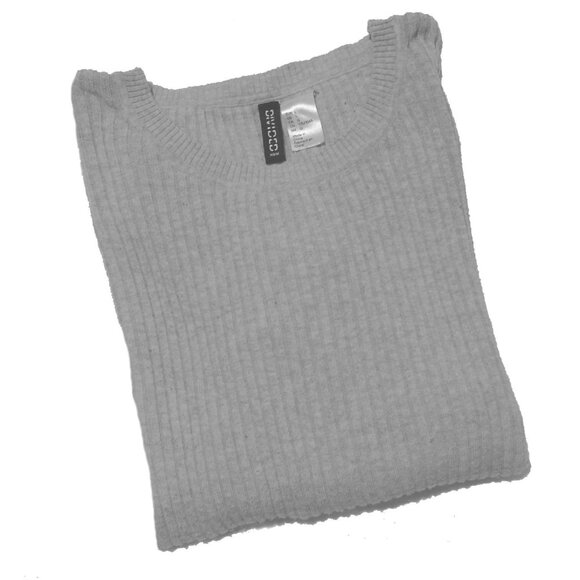 H&M Divided Gray Ribbed Top Pullover L - Picture 2 of 2